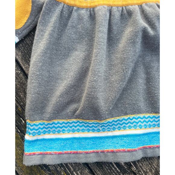 Hanna Andersson Cozy Up Sweater Dress 100cm Gray Stripe Heart Patch Wool Blend - Picture 5 of 8